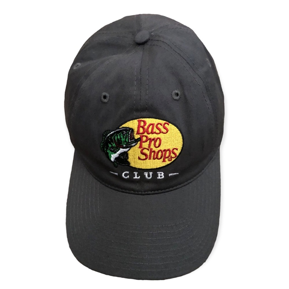 Bass Pro Shops Club Cap Adjustable Strap Back Hat Gray Embroidered Logo NWOT